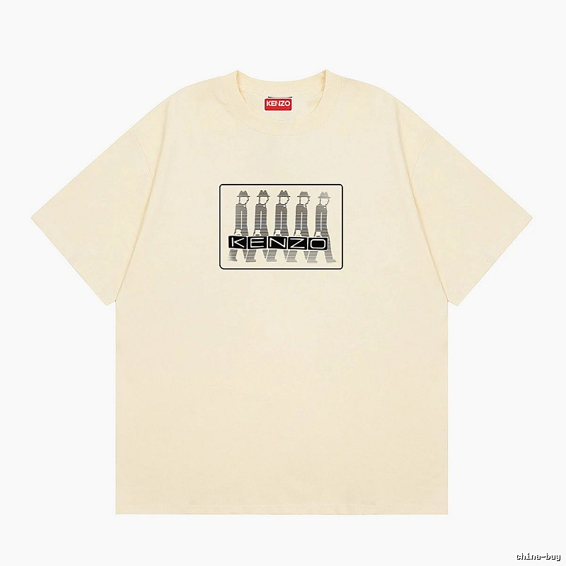 KENZO Character Print Casual Style Beige T-shirt