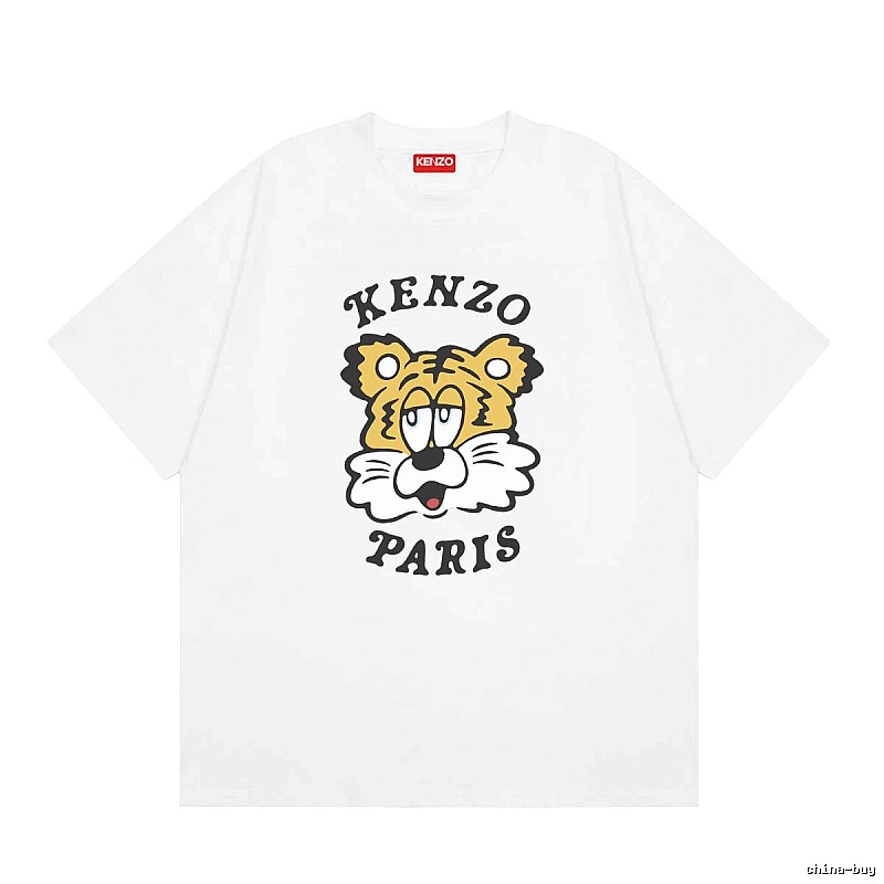 KENZO Tiger Head Casual Style White Short Sleeve T-Shirt