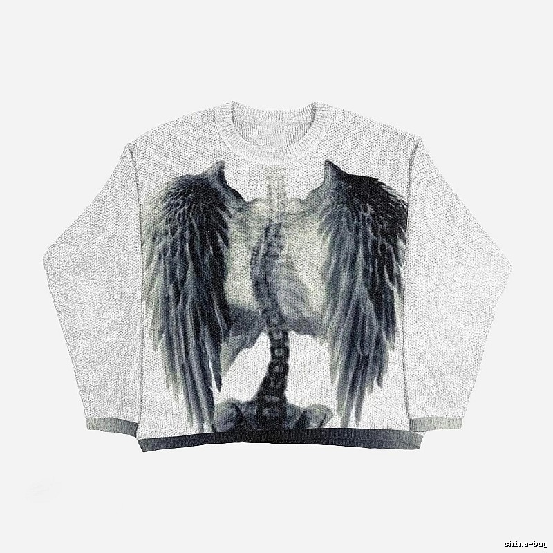 Logo Detail Anime graphic sweater Black Knit Top with Functional Detail