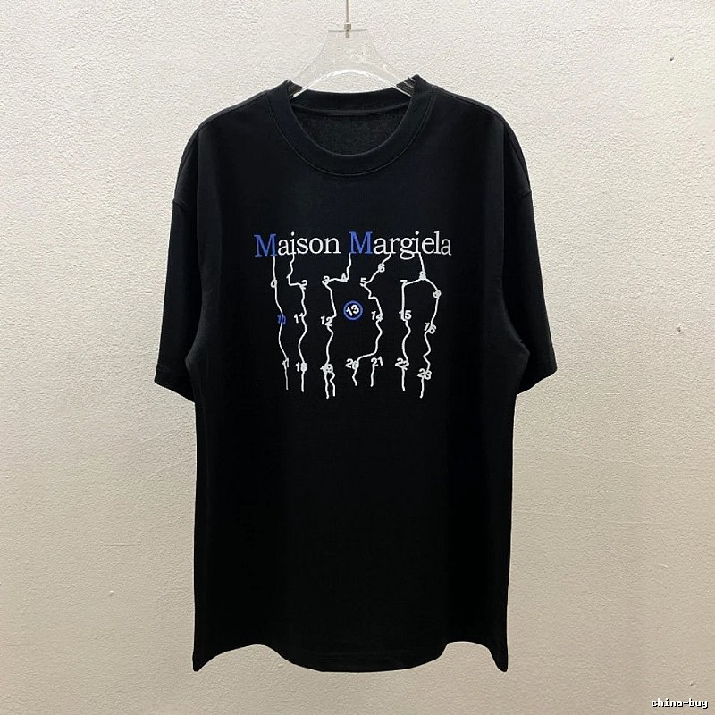 Maison Margiela Digital Embroidery Trendy Black T-Shirt