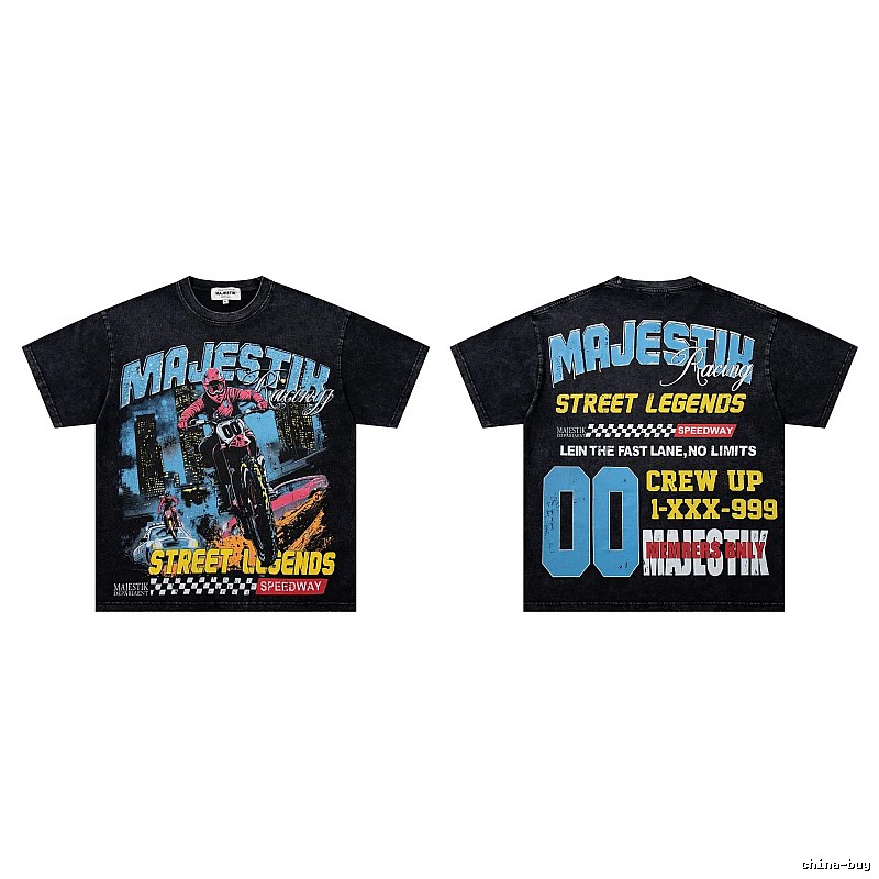 MAJESTIK Racing Vintage Street Black Short Sleeve T-Shirt