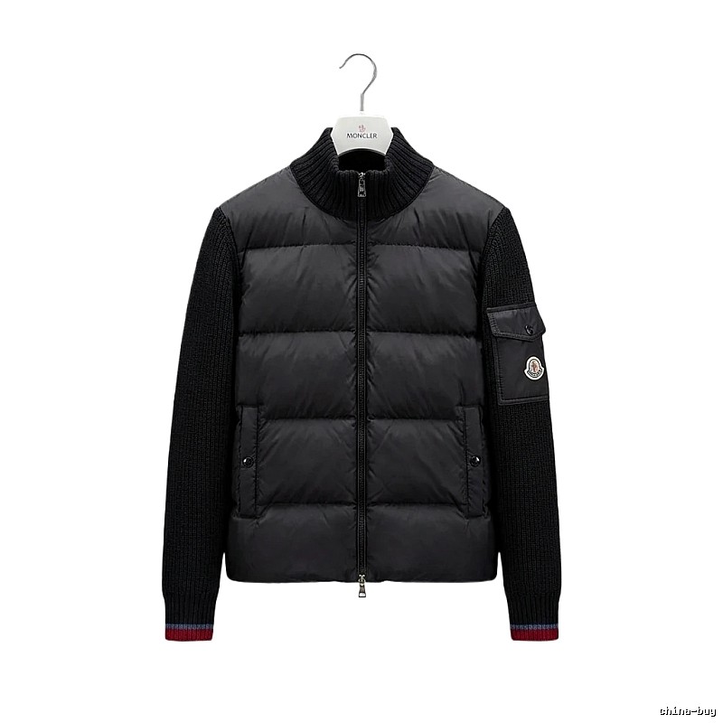 Moncler knitted and spliced black down jacket