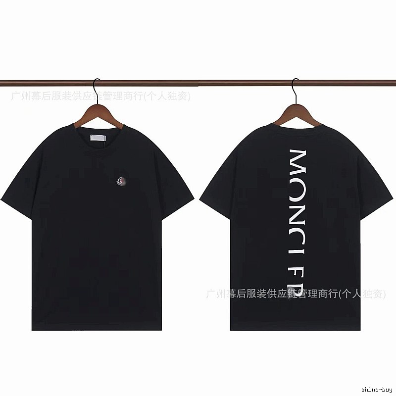 Moncler Letter Print Casual Style Black T-Shirt