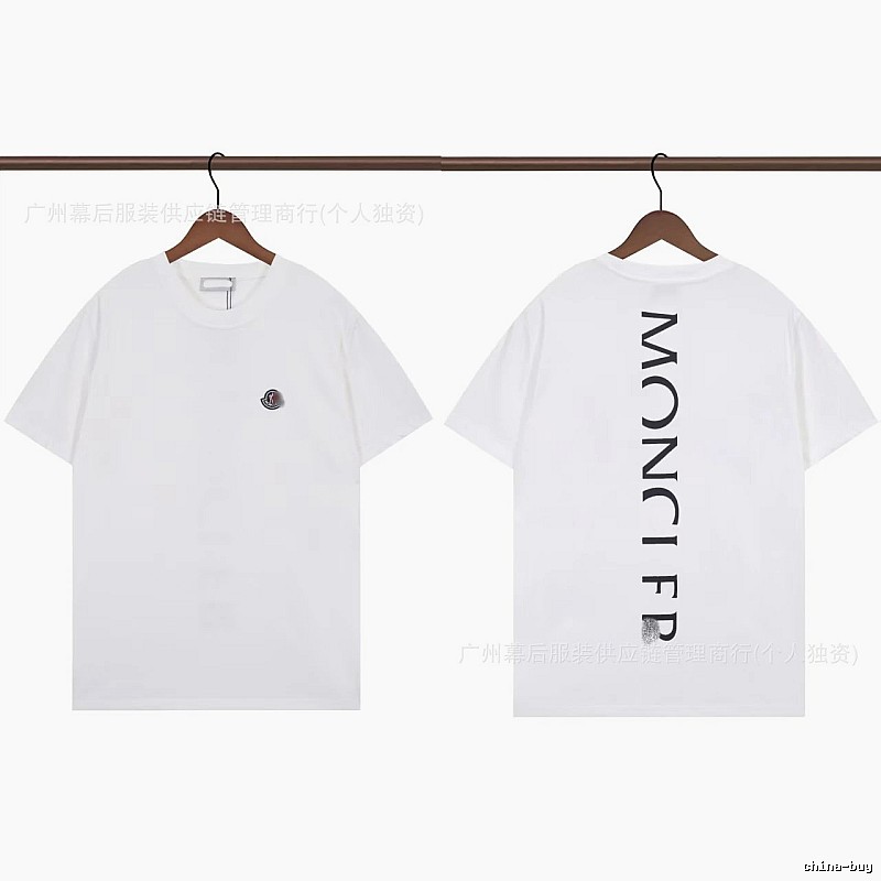 Moncler Letter Print Trendy Style White T-Shirt