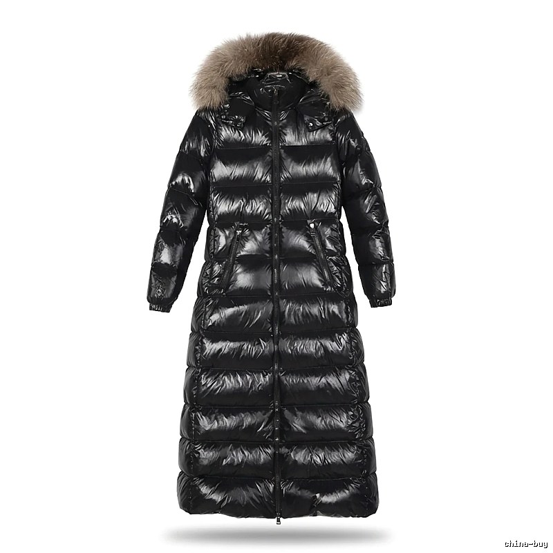 Moncler long shiny black down jacket