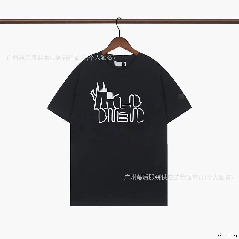 Moncler Neon Print Trendy & Cool Black T-Shirt