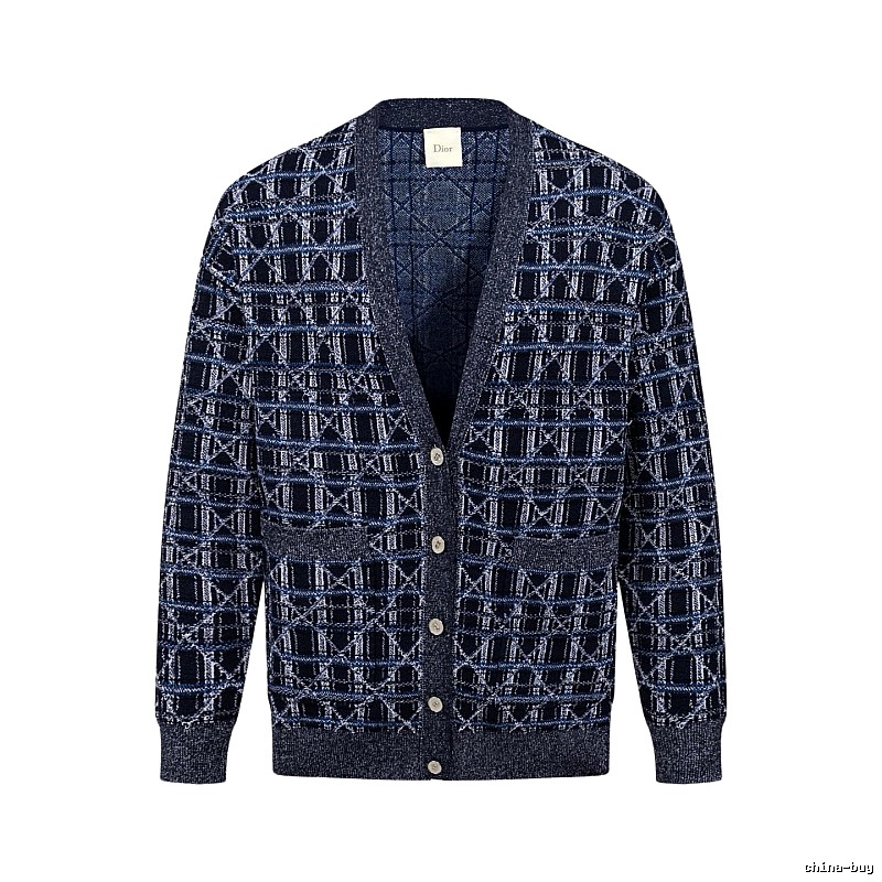 Navy Dior Button-front Cardigan for Layered Winter Looks