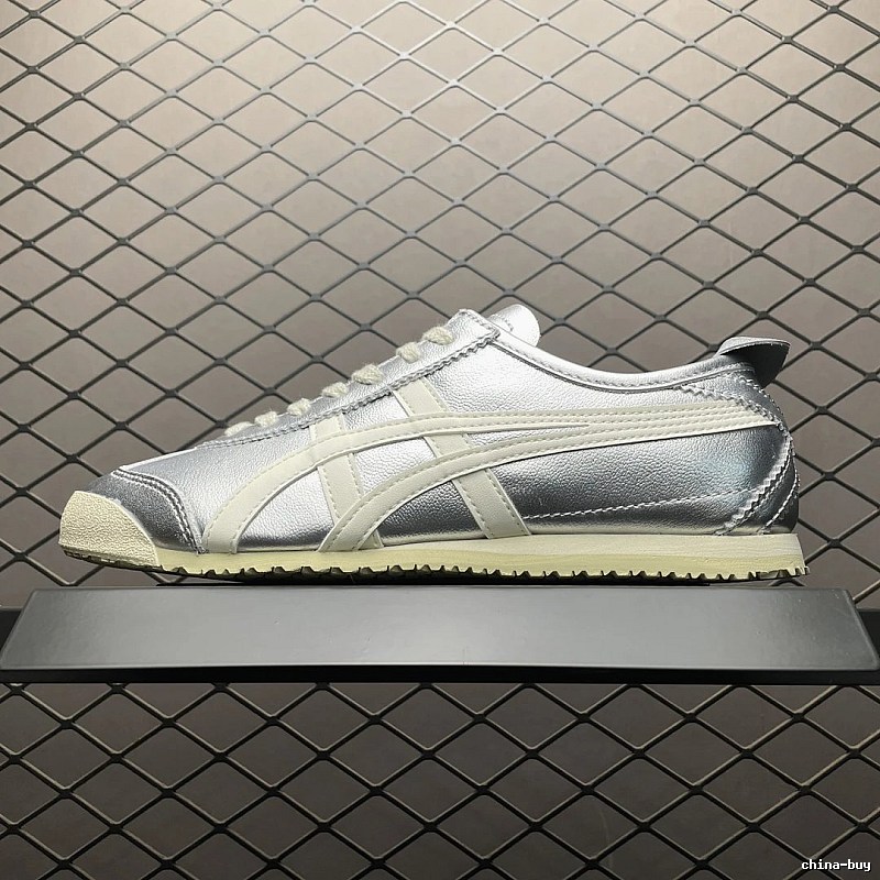 Onitsuka Tiger Low-Top Sneakers, Classic Lace-Up in Silver and Cream
