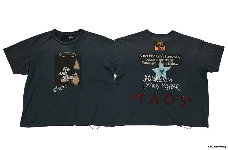Paly Hollywood Distressed Dark Charcoal Gray Printed T-shirt