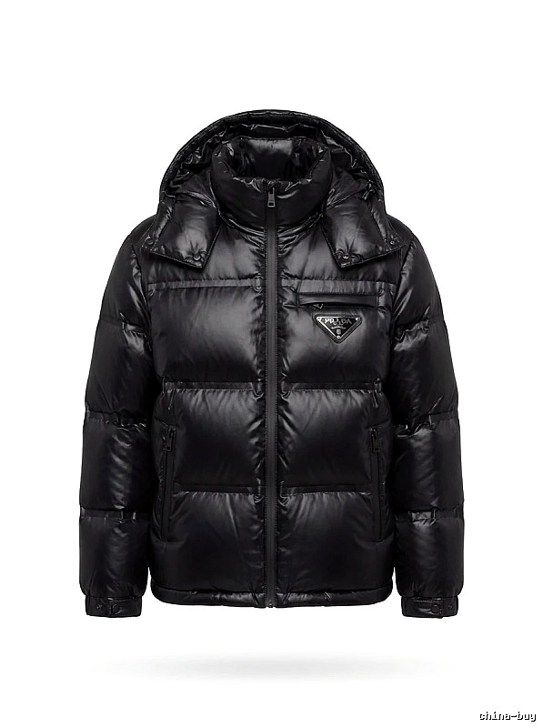 Prada triangle logo black down jacket