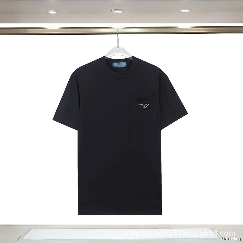 Prada Triangle Logo Minimalist Style Black Short-sleeve T-shirt