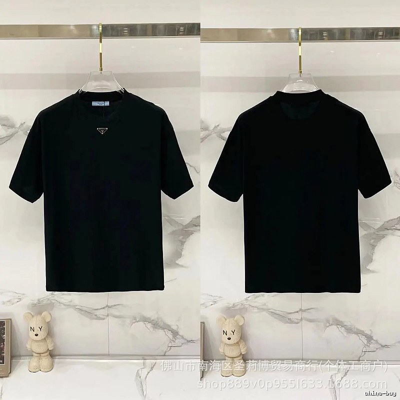 Prada Triangle Logo Minimalist Style Black T-Shirt