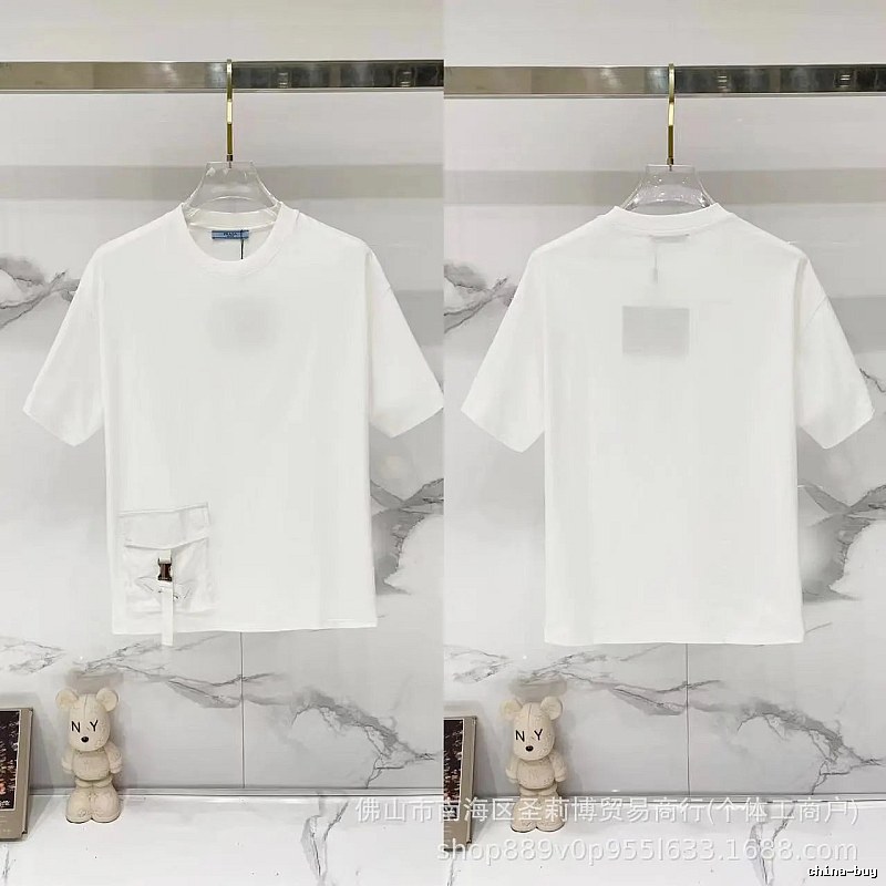 Prada Triangle Logo Minimalist Style White Short-sleeve T-shirt