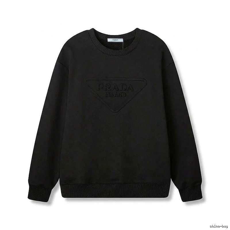 Prada triangular logo simple black sweatshirt