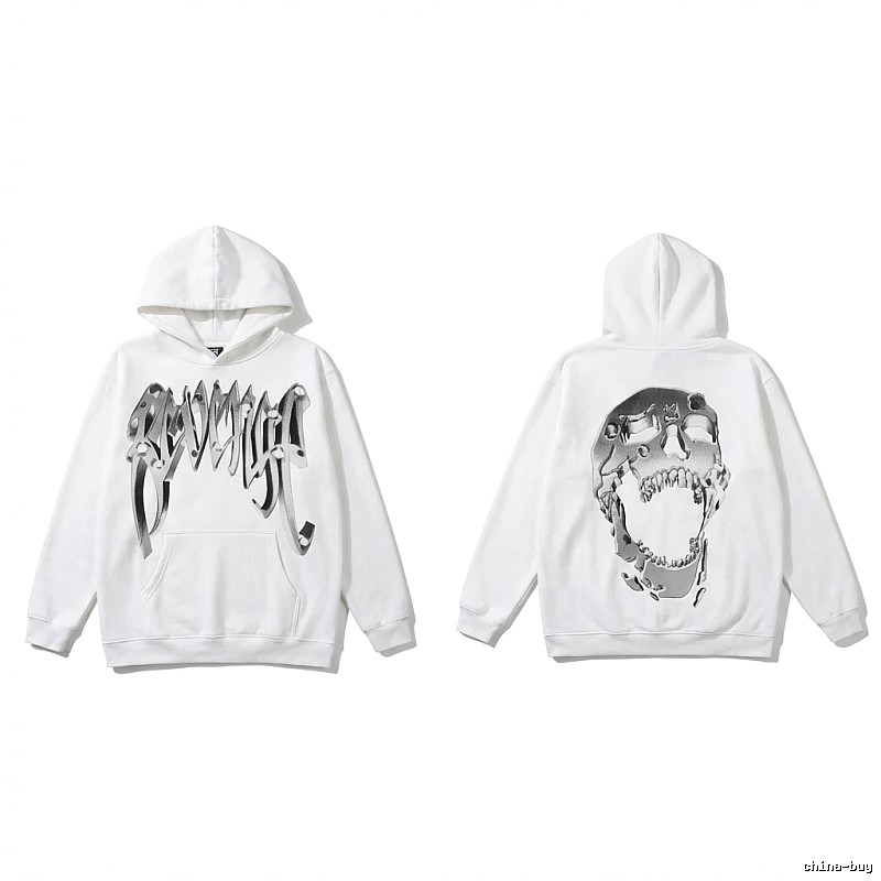 Revenge Skull Trendy Cool White Hoodie