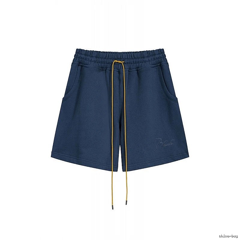 RHUDE minimalist style navy blue shorts