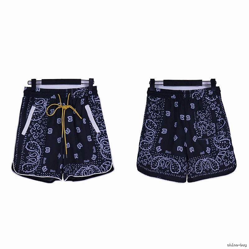 RHUDE retro-style black shorts