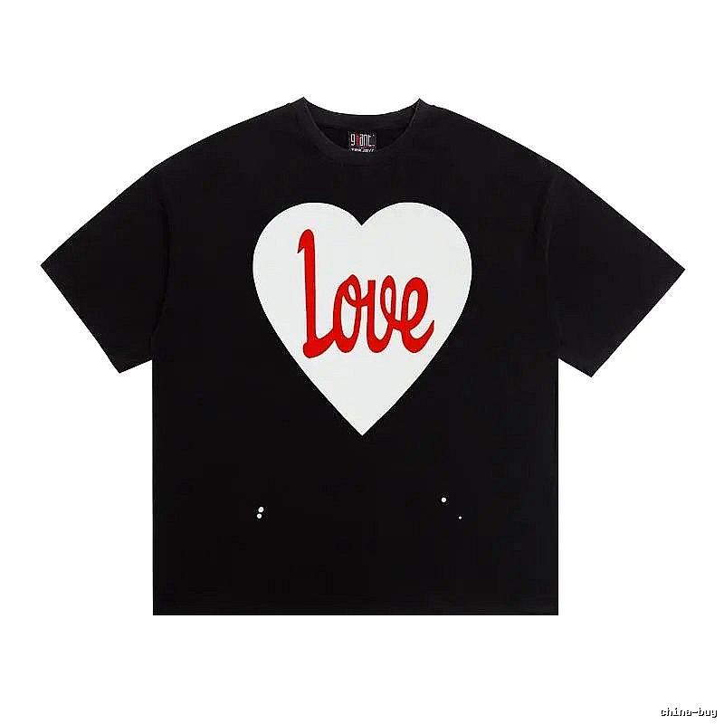 SAINT Heart Print Street Style Black T-Shirt