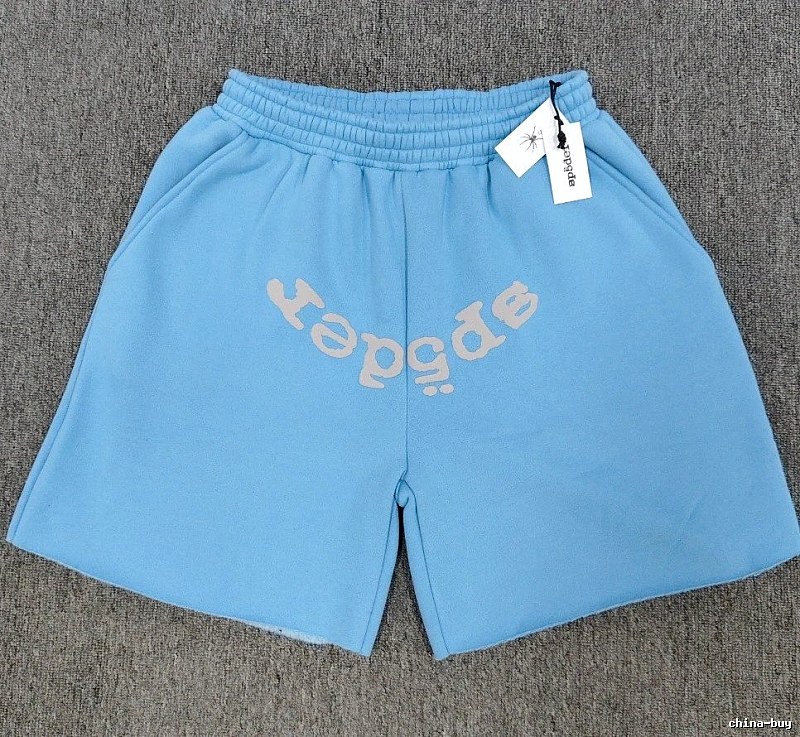 Sp5der Foam Print Street Style Light Blue Shorts
