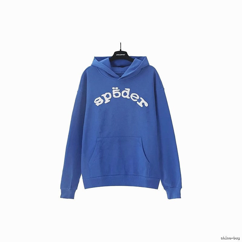 Sp5der Letter Trendy Brand Style Blue Sweatshirt