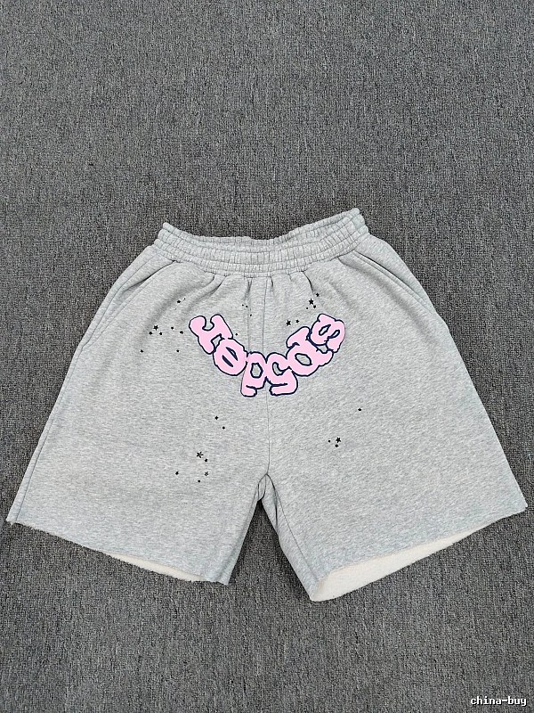 Sp5der Printed Street Style Grey Shorts