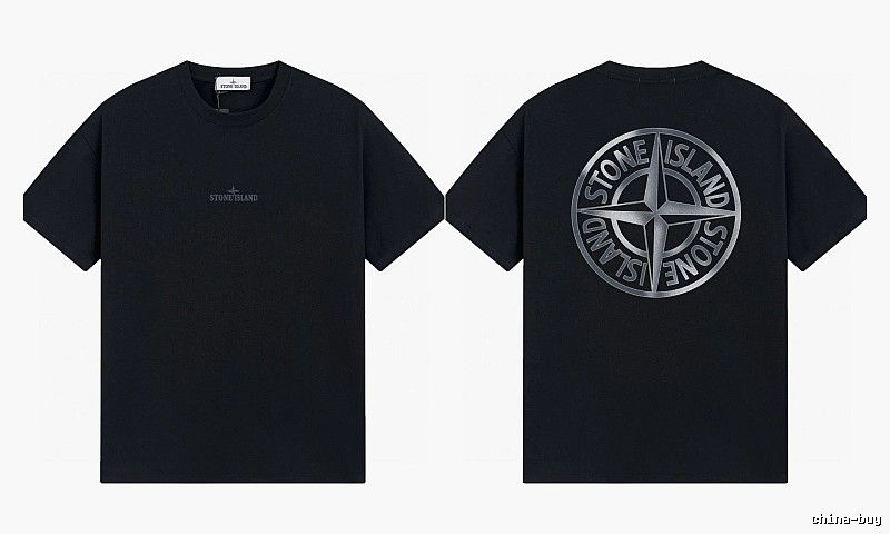 Stone Island Compass Collection Street Style Black T-Shirt