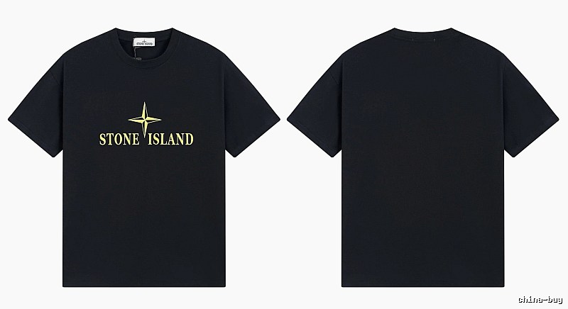 Stone Island Compass Print Street Style Black T-Shirt