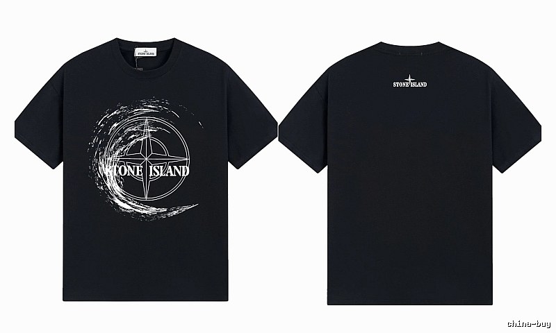 Stone Island Compass Print Street Style Black T-Shirt