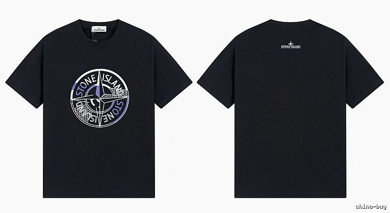 Stone Island Compass Print Street Style Black T-Shirt