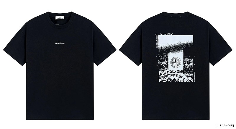 Stone Island Printed Functional Style Black Short Sleeve T-Shirt