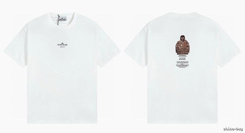 Stone Island Printed Functional Style White Short Sleeve T-shirt