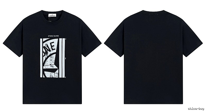 Stone Island Printed Street Style Black T-shirt