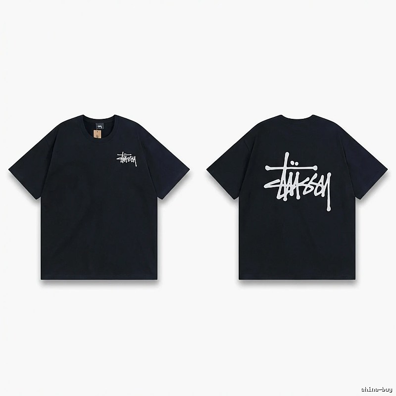 Stussy basic style simple black T-shirt