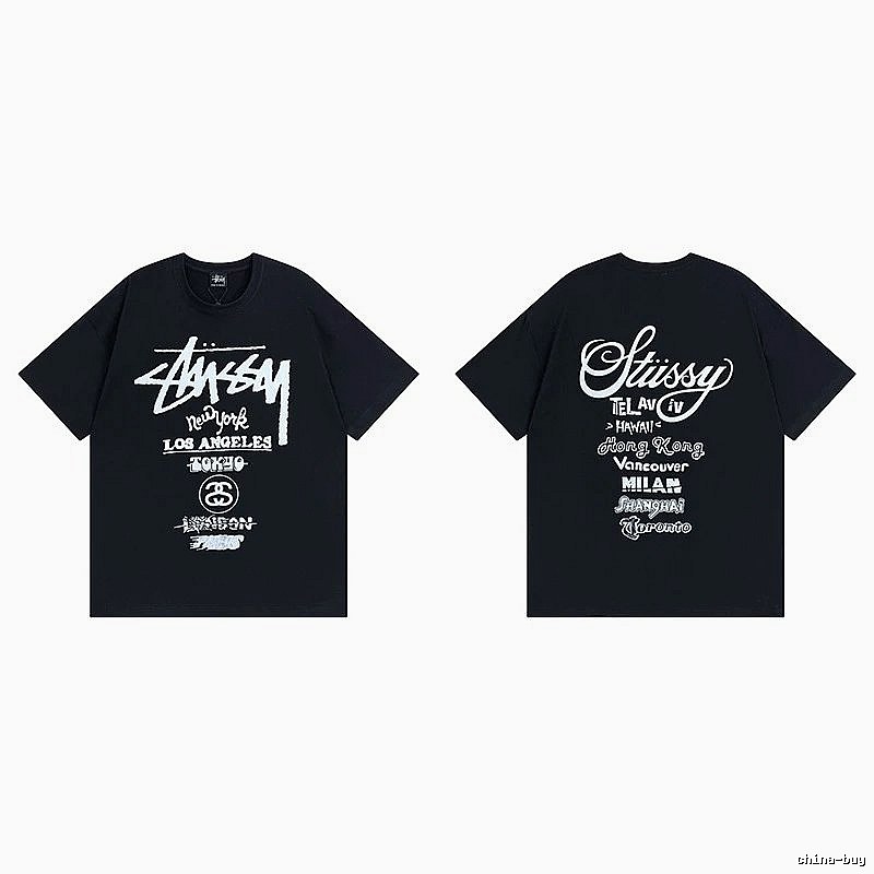 Stussy Black Spider Graphic T-Shirt Bold Graphic Logo