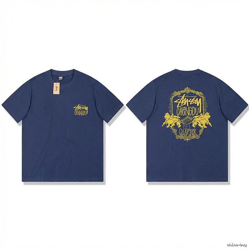 Stussy Chengdu Series Deep Blue Trendy T-shirt