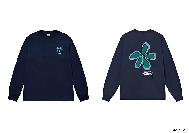 Stussy Floral Series Casual Style Navy Long-Sleeve