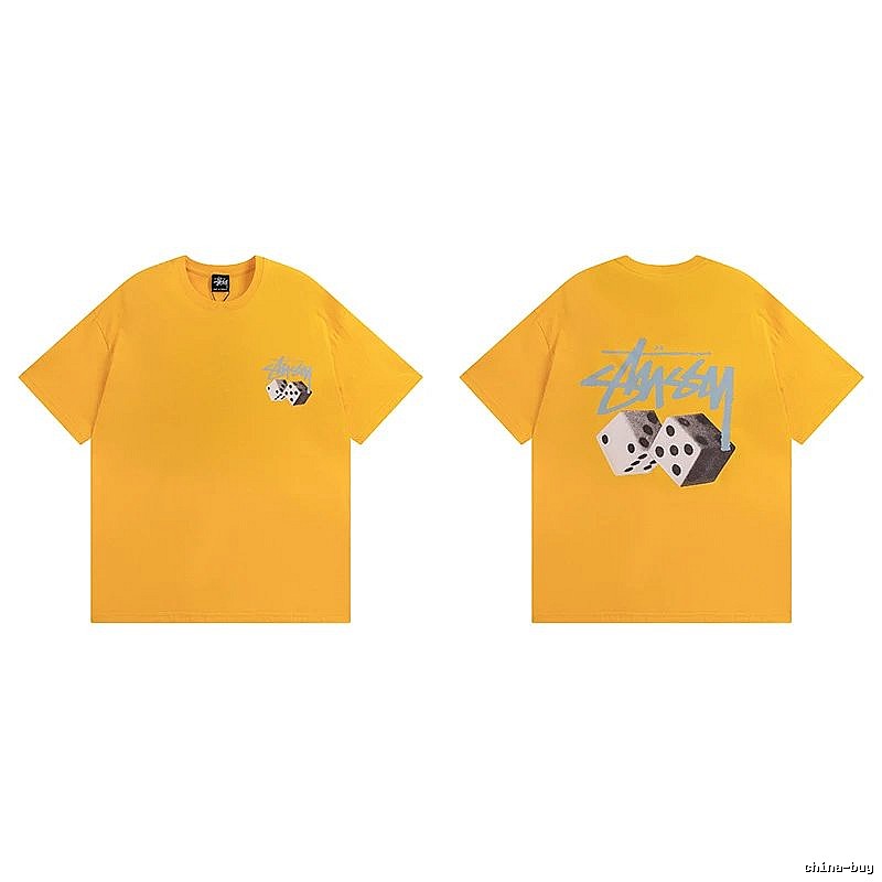 Stussy Yellow Spider Graphic T-Shirt Summer Styling Logo