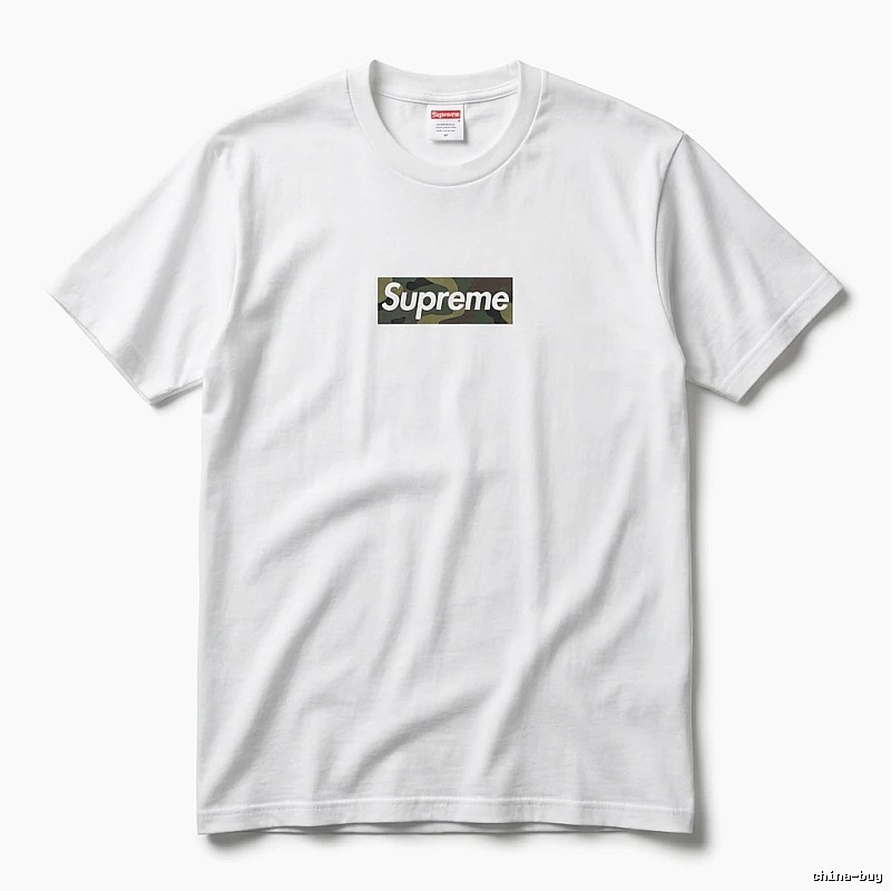 Supreme camouflage-style white T-shirt