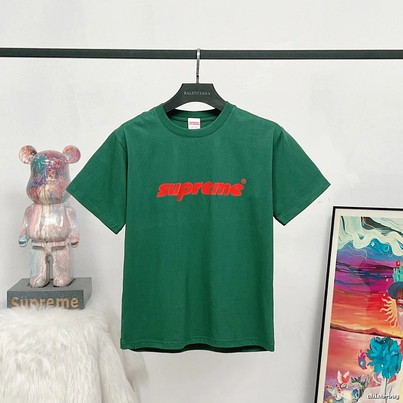 Supreme Classic Logo Street Style Green T-Shirt