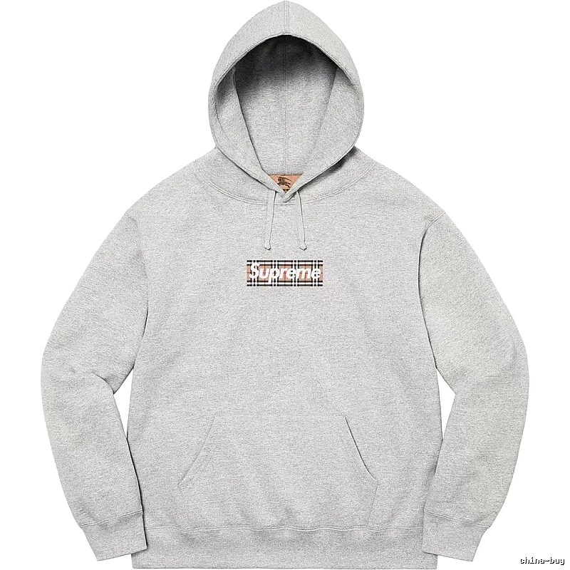 Supreme Logo Detail Logo hoodie Gray Red Oversized with Functional Detail