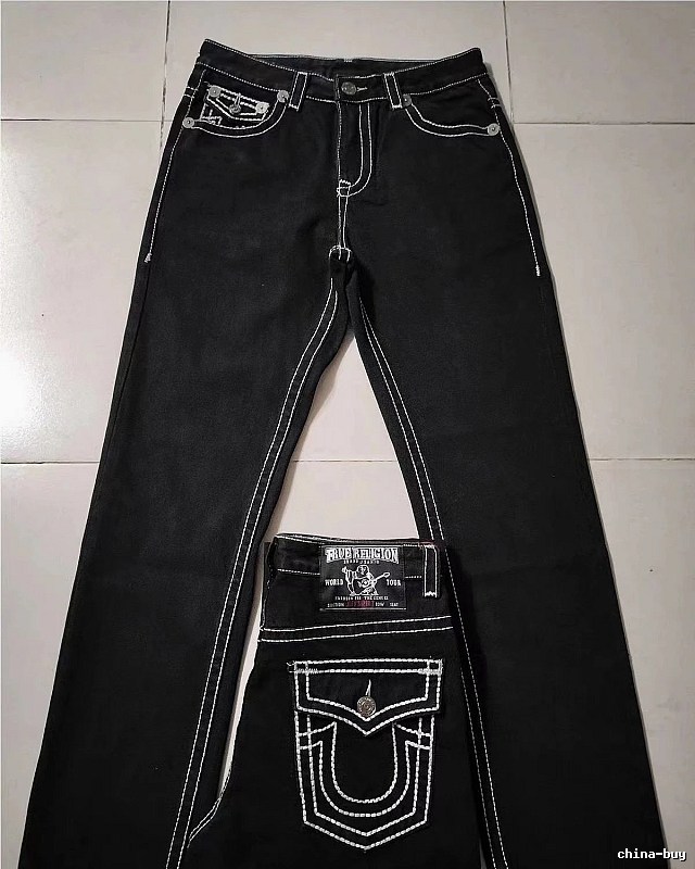 True Religion Black White Contrast Stitch Jeans Daily Styling Logo