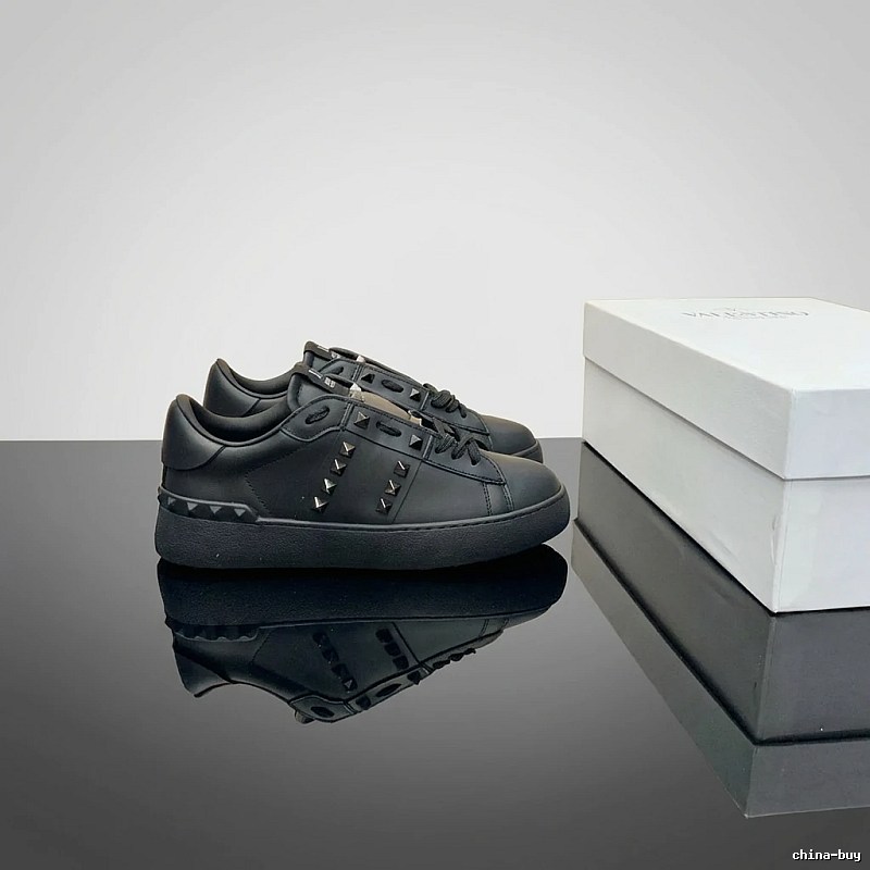 Valentino Rivet Punk Style Black Shoes